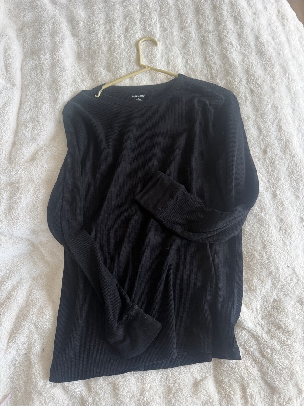 Old Navy Black Long-Sleeve Waffle Thermal Shirt